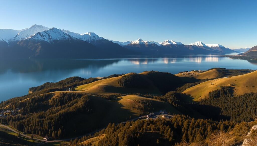 Panorama über Queenstown und Lake Whakatipu